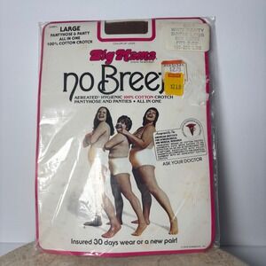 Vintage 1978 Big Mama No Breefs Pantyhose‎ White Panty Suntan Legs Large NOS
